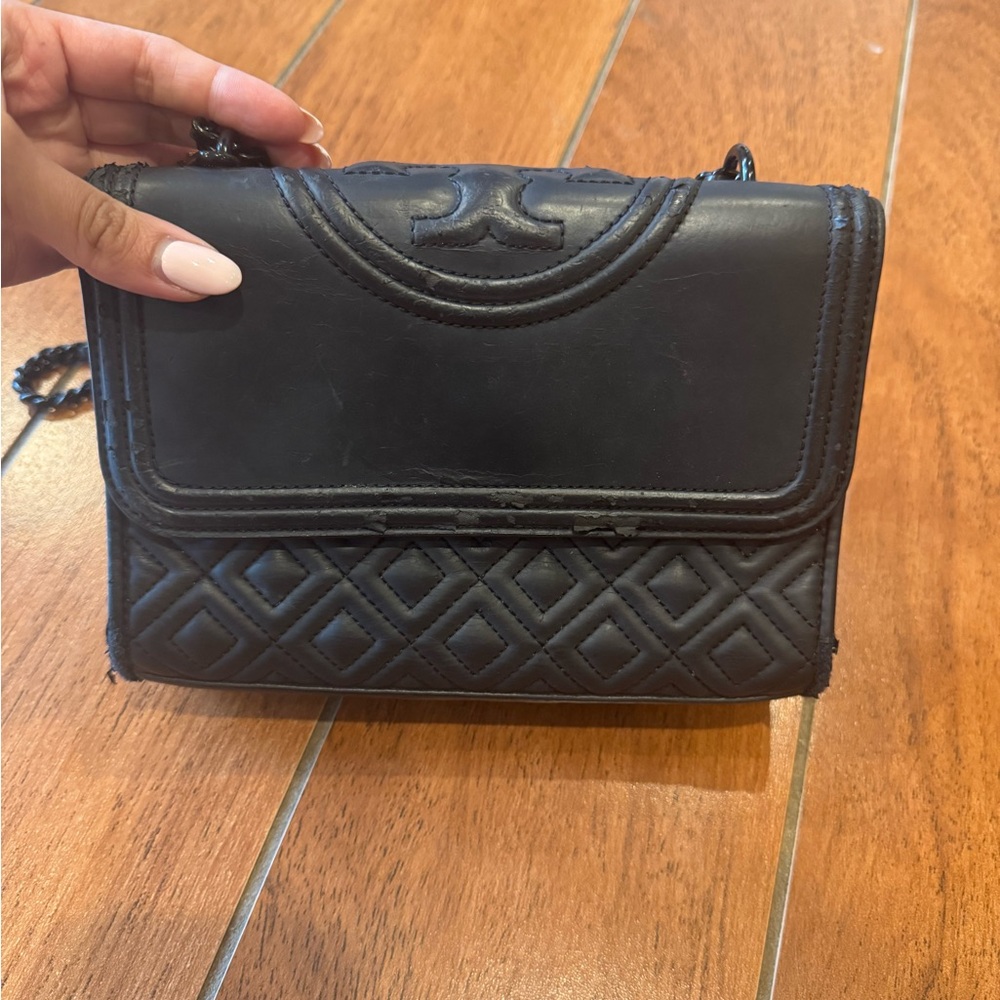 Tory Burch Black Quilted Leather Crossbody Bag